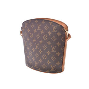 Louis Vuitton Monogram Shoulder Drouot Leather Brown Bag